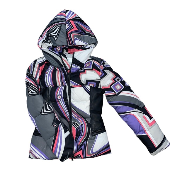 Emilio Pucci Women's Pink and Purple Signature Puffer Jacket vintage - Picture 2 of 15